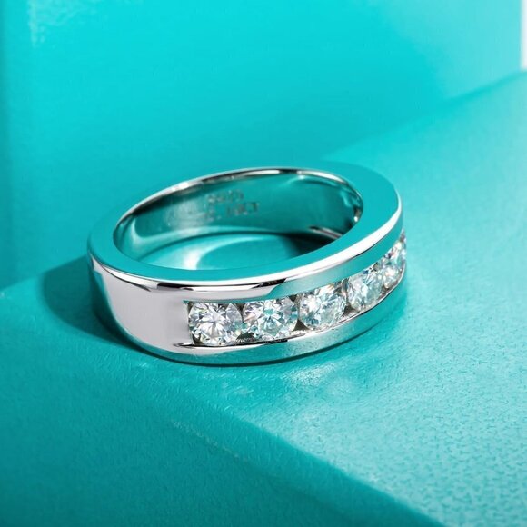 Other - 18K White Gold 2.1ct Wedding Band Eternity Ring Moissanite S925 Sterling Silver